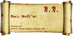 Macz Noémi névjegykártya